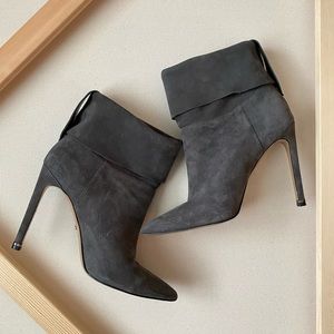 Grey Suede Ankle High Heels
